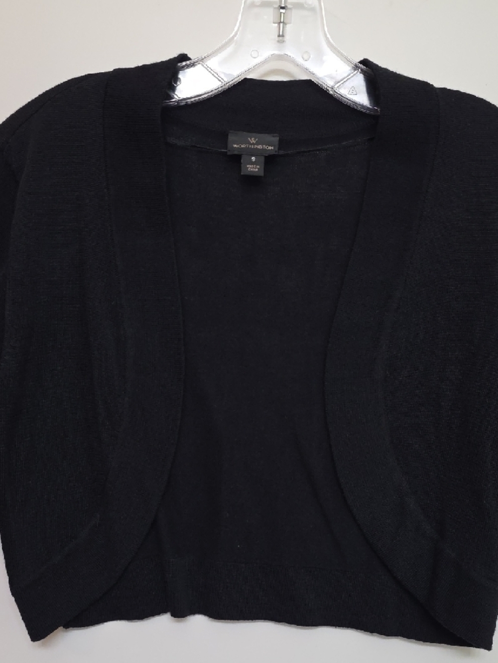Talbots Black Cropped Open-Front Shrug - Picture 4 of 9